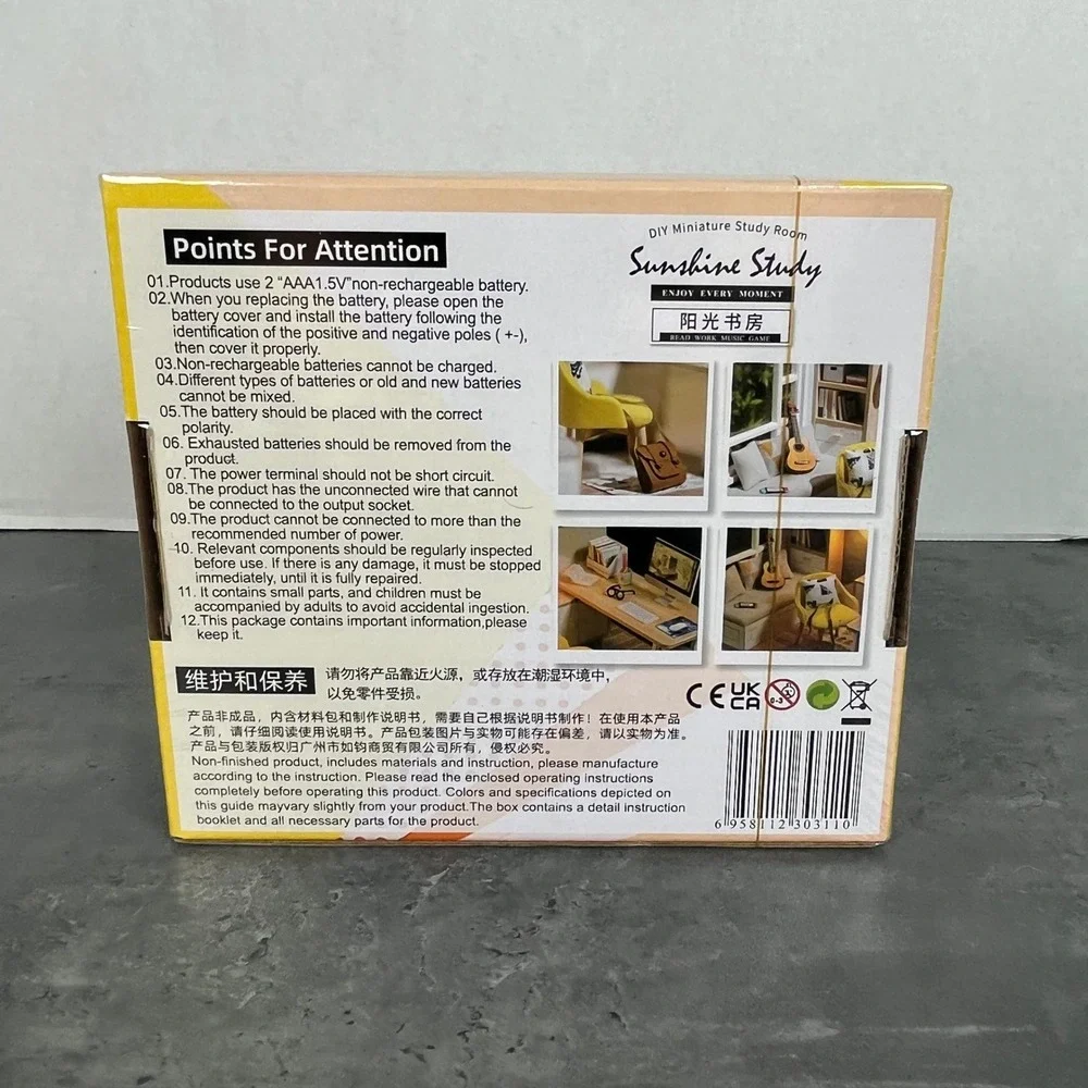 Room Box DIY Miniature Study‎ Room Sunshine Study LED Lights Learn Work Game